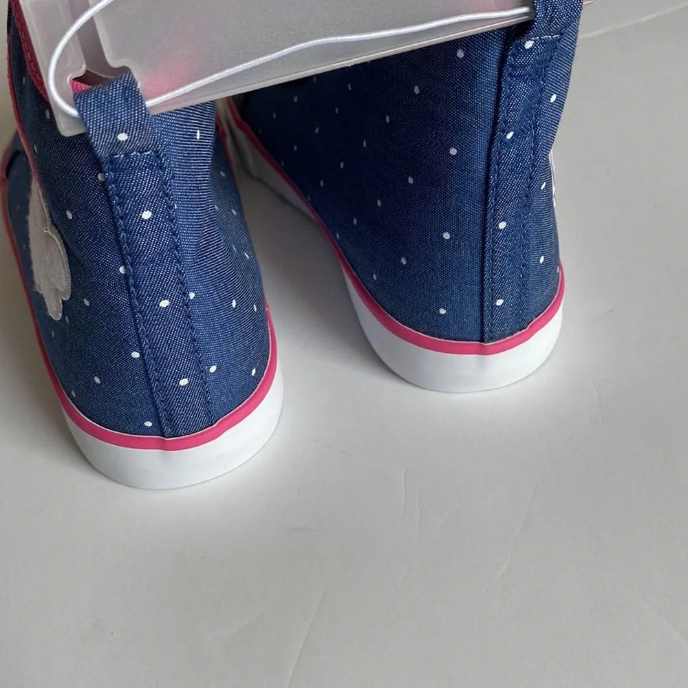 👉 GYMBOREE Toddler Girls Hi-Top Sneakers Denim Blue/Rainbow Size 1 NWT